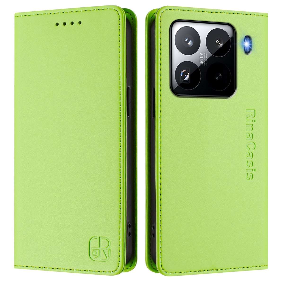 For Xiaomi 15 Pro RC01 Dual-Folded Magnetic Suction RFID Leather Phone Case(Grass Green)