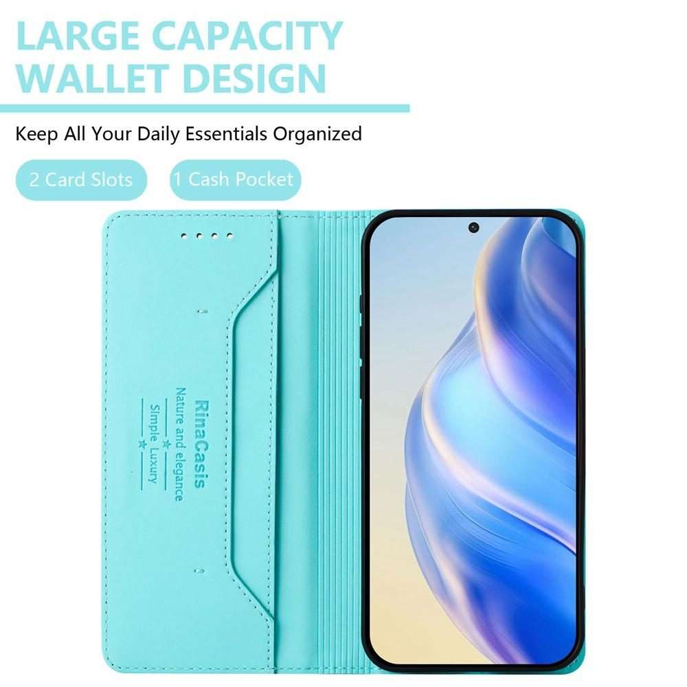 For Redmi Note 14 Pro 4G RC01 Dual-Folded Magnetic Suction RFID Leather Phone Case(Mint Green)