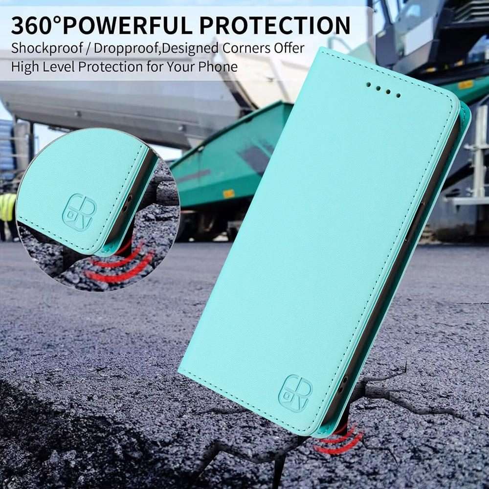 For Redmi Note 14 Pro 4G RC01 Dual-Folded Magnetic Suction RFID Leather Phone Case(Mint Green)