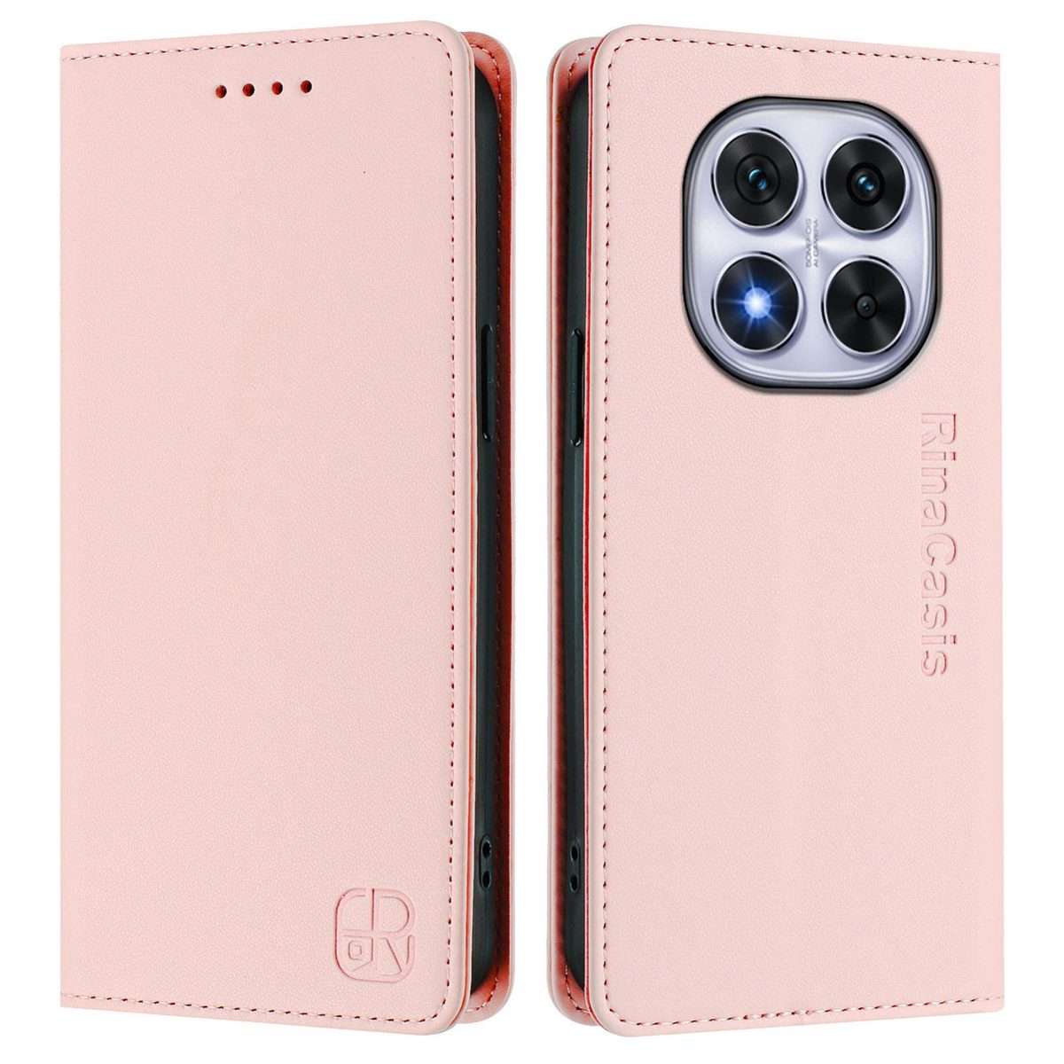 For Redmi Note 14 Pro 4G RC01 Dual-Folded Magnetic Suction RFID Leather Phone Case(Pink)