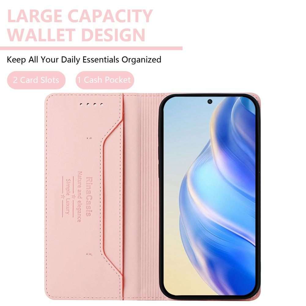 For Redmi Note 14 Pro 4G RC01 Dual-Folded Magnetic Suction RFID Leather Phone Case(Pink)