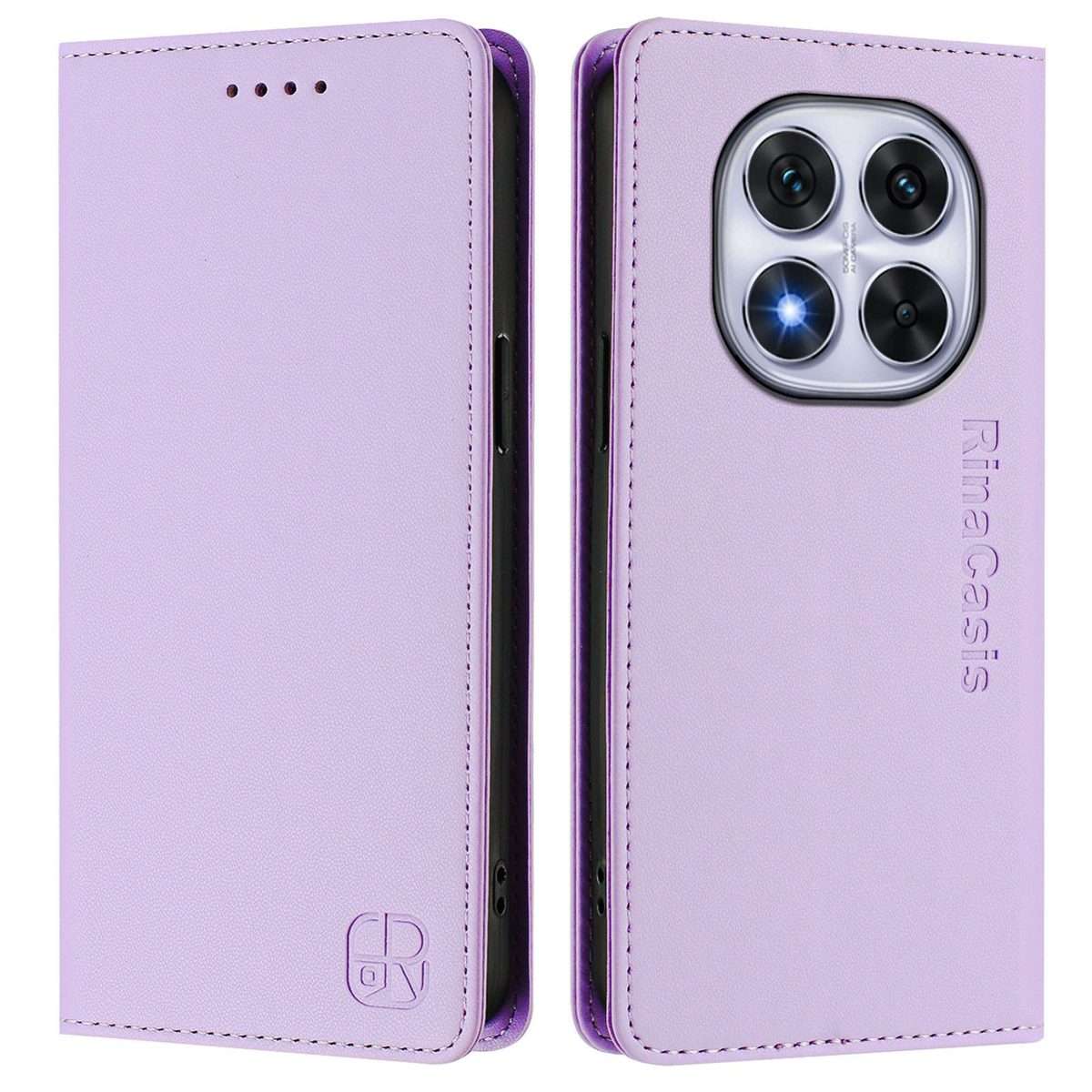 For Redmi Note 14 Pro 4G RC01 Dual-Folded Magnetic Suction RFID Leather Phone Case(Light Purple)