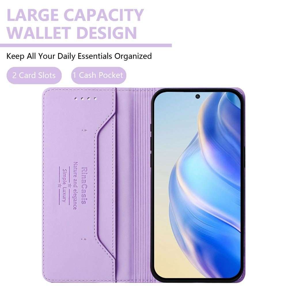 For Redmi Note 14 Pro 4G RC01 Dual-Folded Magnetic Suction RFID Leather Phone Case(Light Purple)