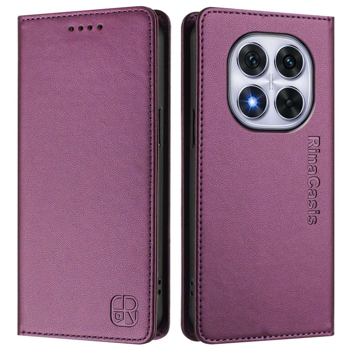 For Redmi Note 14 Pro 4G RC01 Dual-Folded Magnetic Suction RFID Leather Phone Case(Violet)