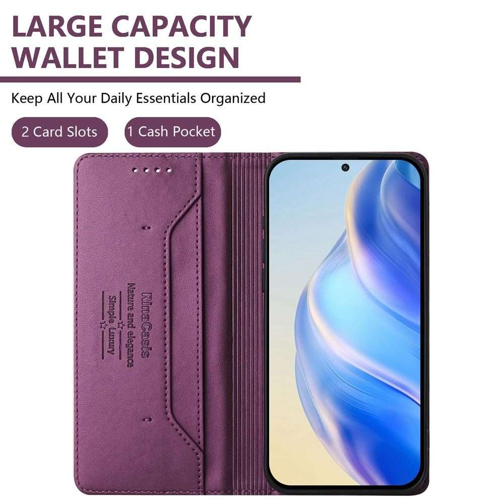 For Redmi Note 14 Pro 4G RC01 Dual-Folded Magnetic Suction RFID Leather Phone Case(Violet)