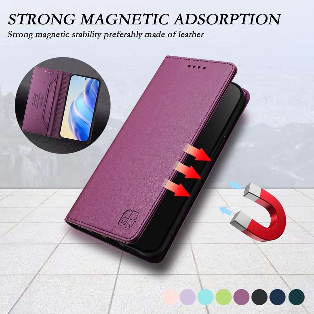 For Redmi Note 14 Pro 4G RC01 Dual-Folded Magnetic Suction RFID Leather Phone Case(Violet)
