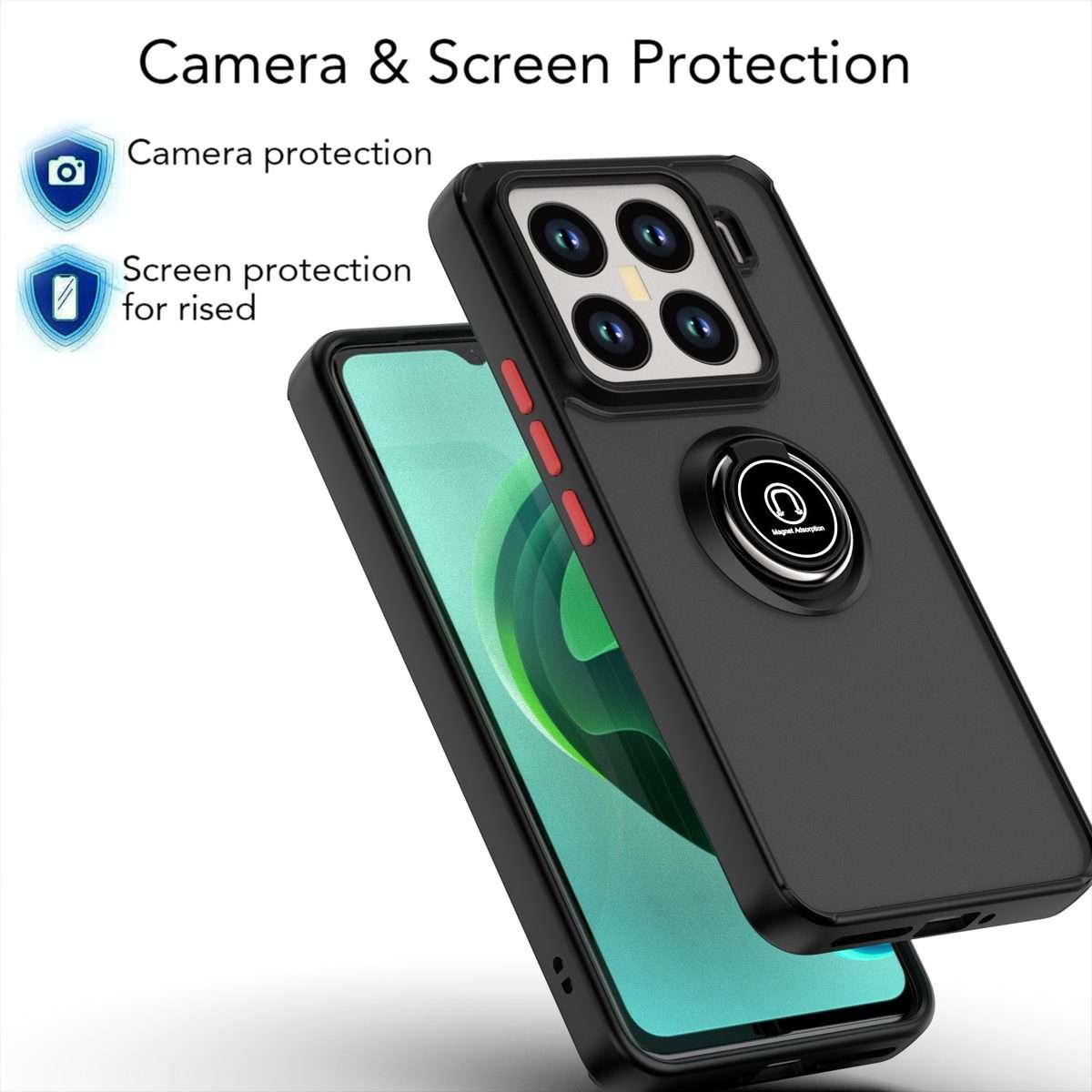 For Xiaomi 15 Pro Q Shadow 1 Series TPU + PC Phone Case with Ring(Black+Red)