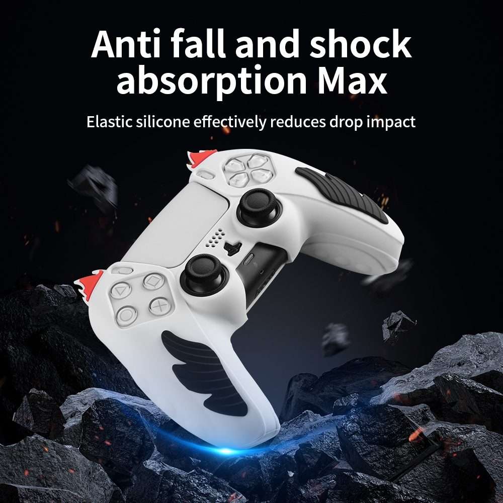 For Sony PS5 Flame Silicone Gamepad Protective Case(Red)