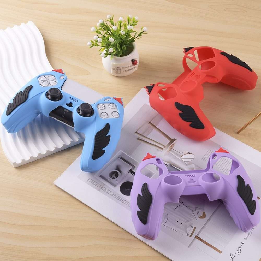 For Sony PS5 Flame Silicone Gamepad Protective Case(Blue)