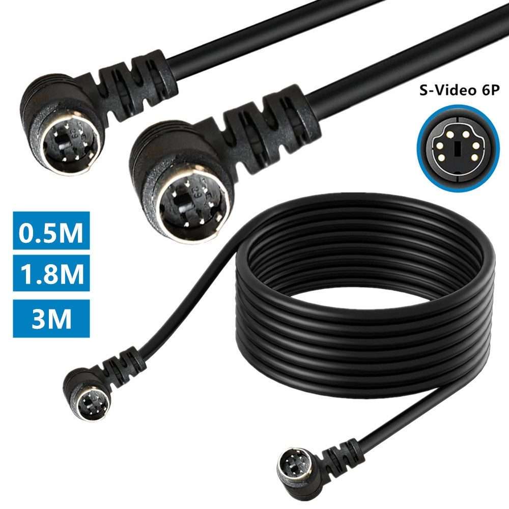 Mini DIN 6 Pin Core Extension Cable, Length:0.5m(Male to Male Elbow)
