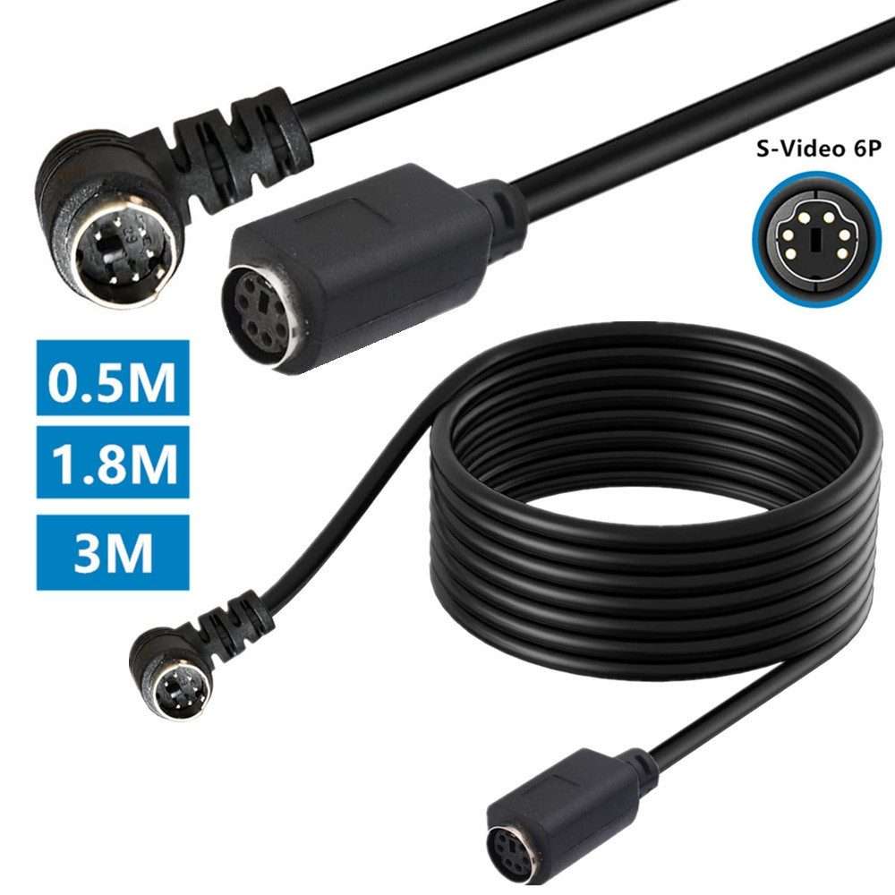 Mini DIN 6 Pin Core Extension Cable, Length:0.5m(Male to Female Elbow)