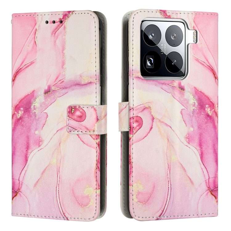 For Xiaomi 15 Pro Painted Marble Pattern Leather Phone Case(Rose Gold)