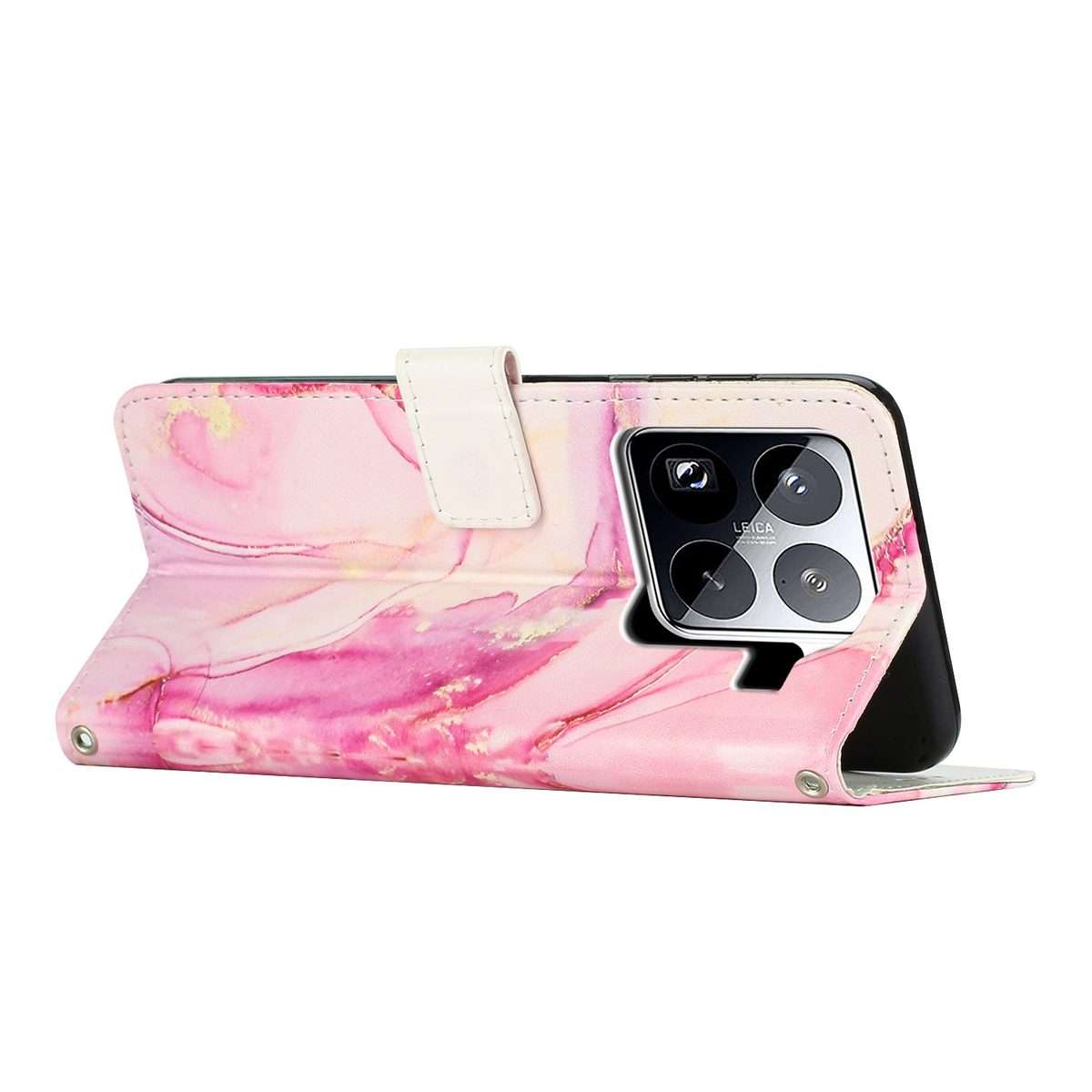 For Xiaomi 15 Pro Painted Marble Pattern Leather Phone Case(Rose Gold)