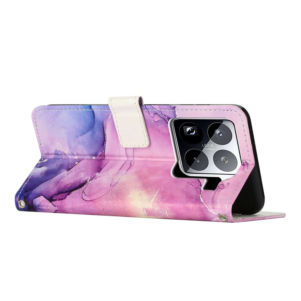 For Xiaomi 15 Pro Painted Marble Pattern Leather Phone Case(Purple)