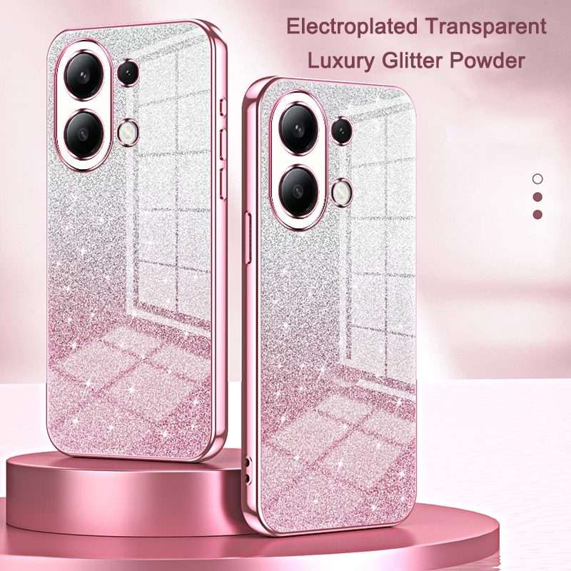 For Redmi K80 Pro Gradient Glitter Powder Electroplated Phone Case(Pink)