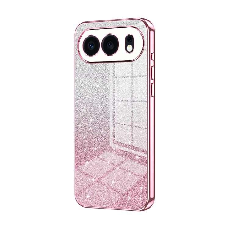 For Honor 500 / 500 Pro Global Gradient Glitter Powder Electroplated Phone Case(Pink)