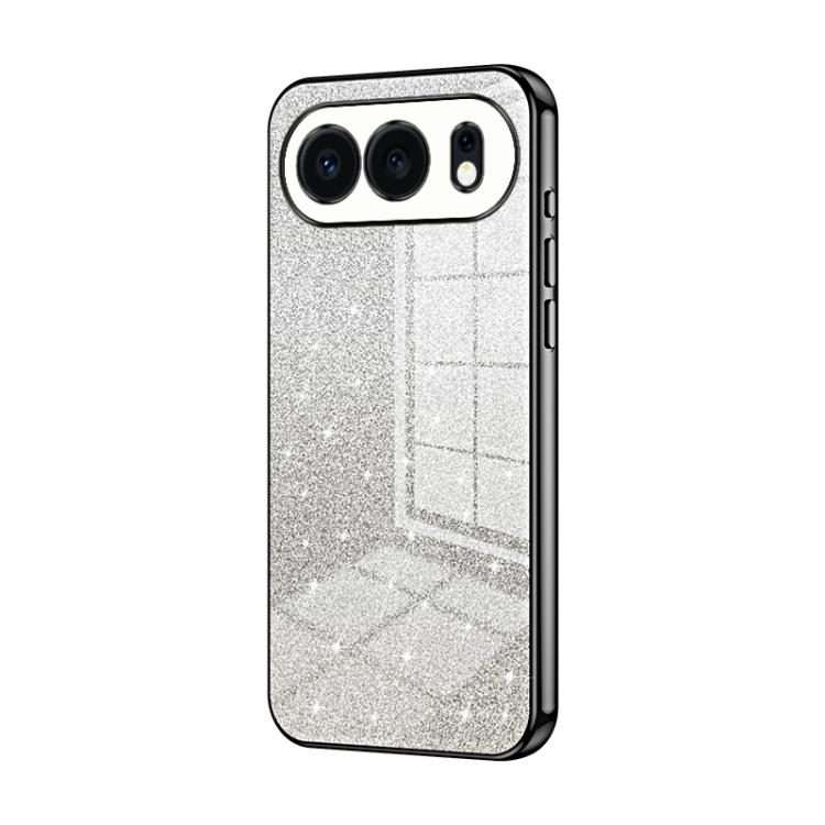 For Honor 500 / 500 Pro Global Gradient Glitter Powder Electroplated Phone Case(Black)