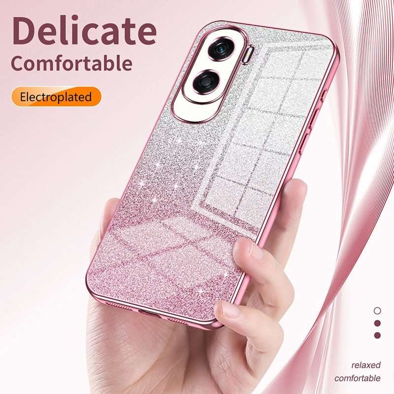 For Honor 500 / 500 Pro Global Gradient Glitter Powder Electroplated Phone Case(Black)