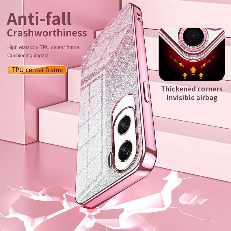 For Honor 500 / 500 Pro Global Gradient Glitter Powder Electroplated Phone Case(Black)