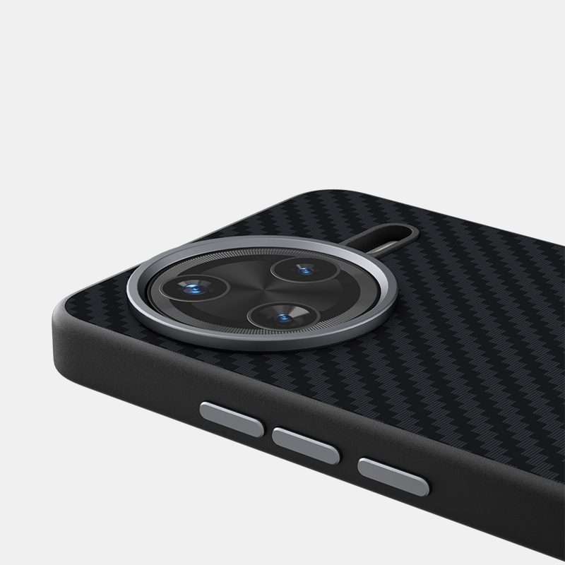 For Redmi K80 ABEEL C Carbon Fiber Series 6D Micro Relief MagSafe Phone Case(Black Red)