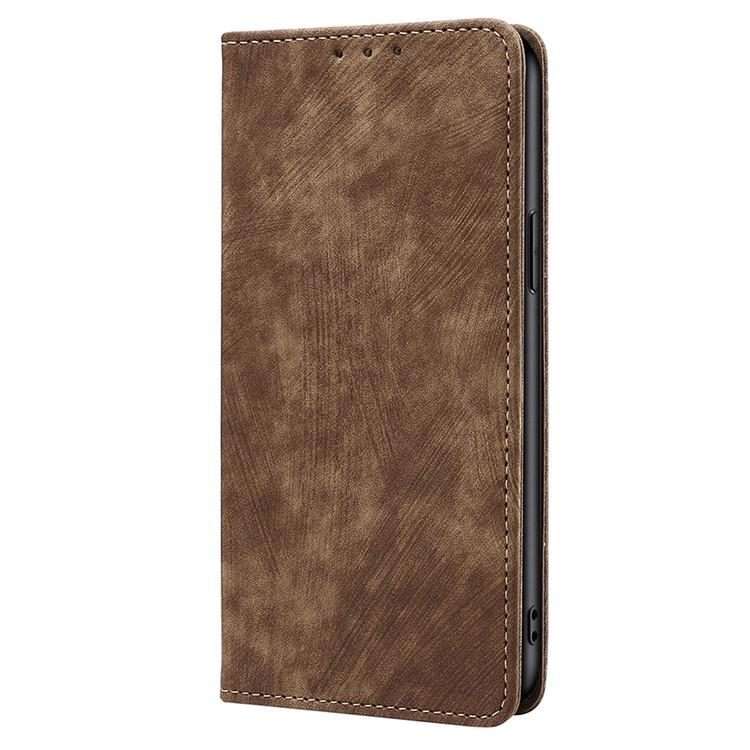 For Xiaomi 17 Pro RFID Anti-theft Brush Magnetic Leather Phone Case(Brown)