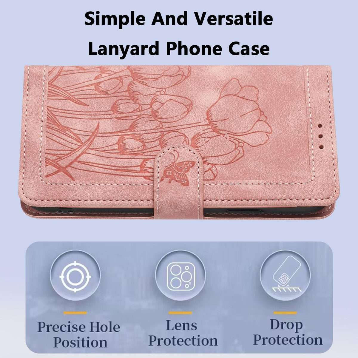For Redmi Note 14 Pro+ 5G Tulips Embossed Leather Phone Case with Lanyard(Pink)