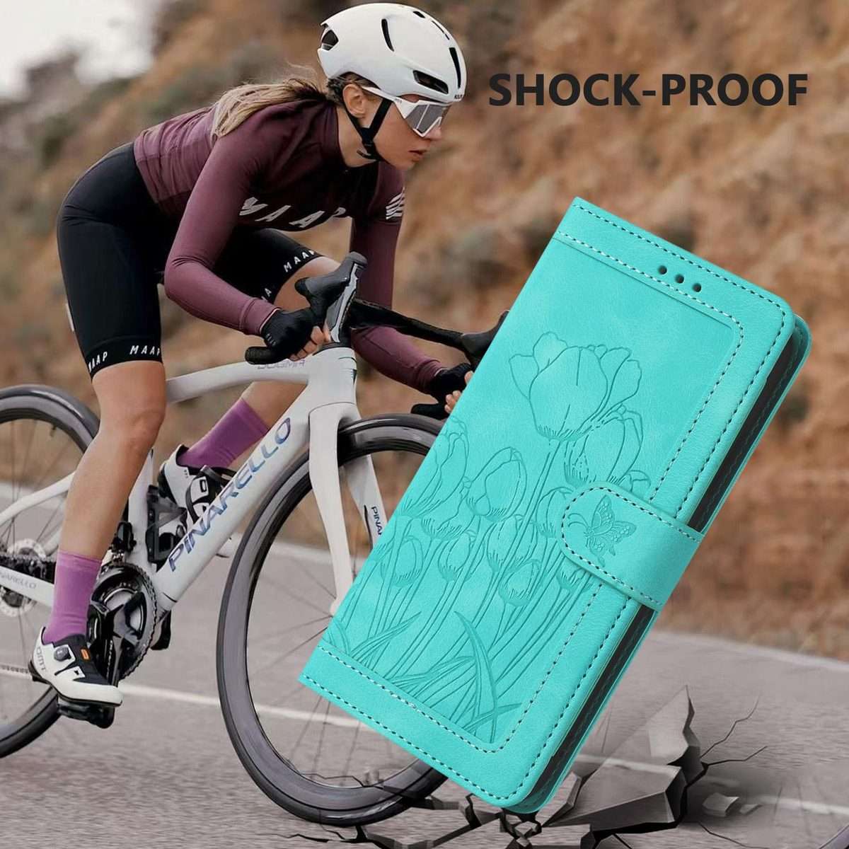 For Redmi Note 14 Pro+ 5G Tulips Embossed Leather Phone Case with Lanyard(Green)