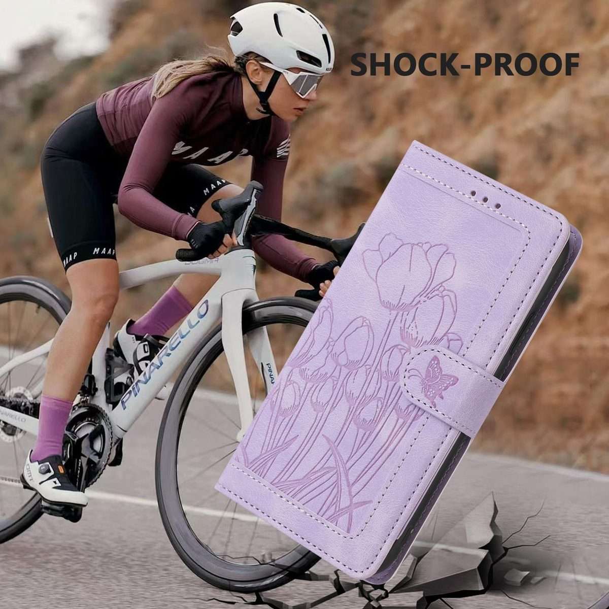 For Redmi Note 14 Pro+ 5G Tulips Embossed Leather Phone Case with Lanyard(Purple)