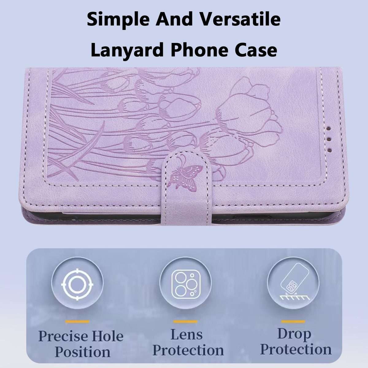 For Redmi Note 14 Pro+ 5G Tulips Embossed Leather Phone Case with Lanyard(Purple)
