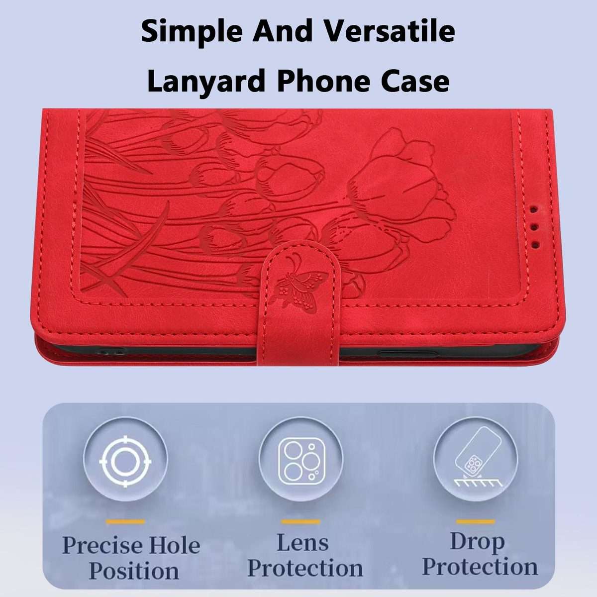 For Redmi Note 14 Pro+ 5G Tulips Embossed Leather Phone Case with Lanyard(Red)