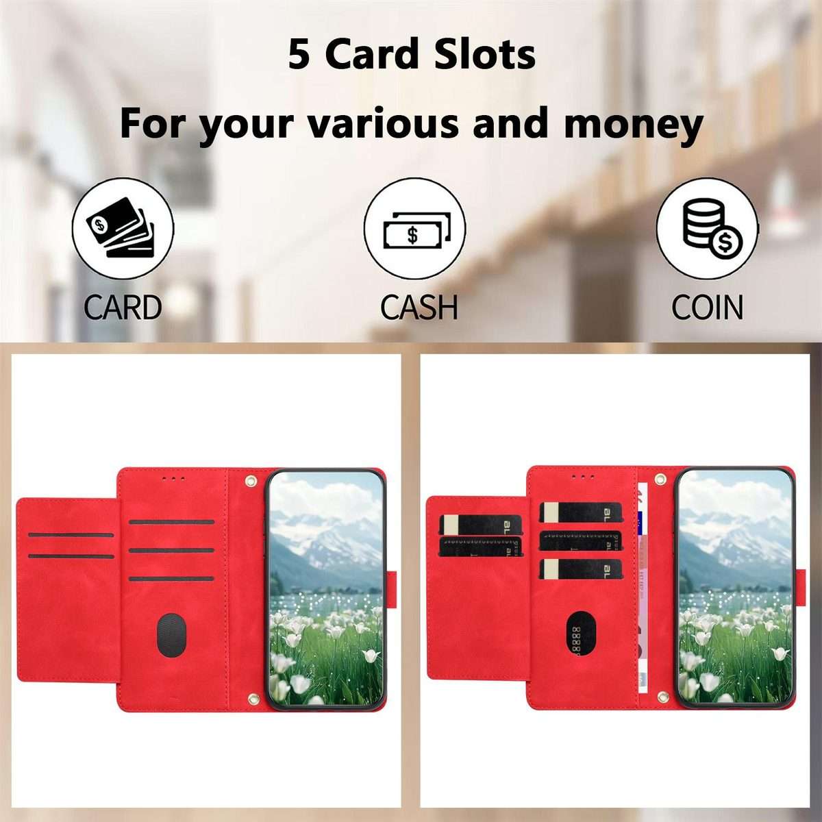 For Redmi Note 14 Pro+ 5G Tulips Embossed Leather Phone Case with Lanyard(Red)