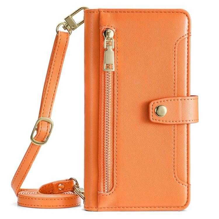 For Xiaomi 17 Pro Sheep Texture Cross-body Zipper Wallet Leather Phone Case(Orange)