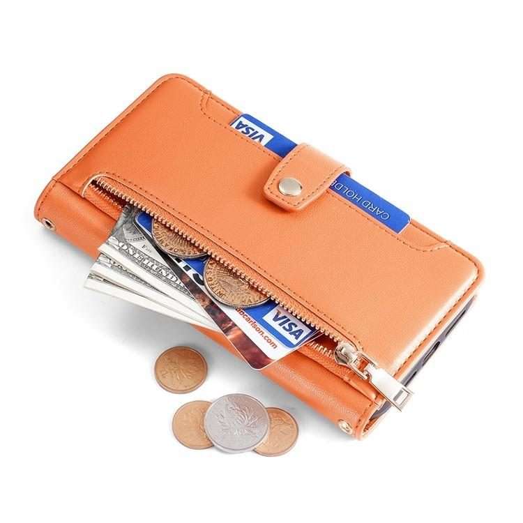 For Xiaomi 17 Pro Sheep Texture Cross-body Zipper Wallet Leather Phone Case(Orange)