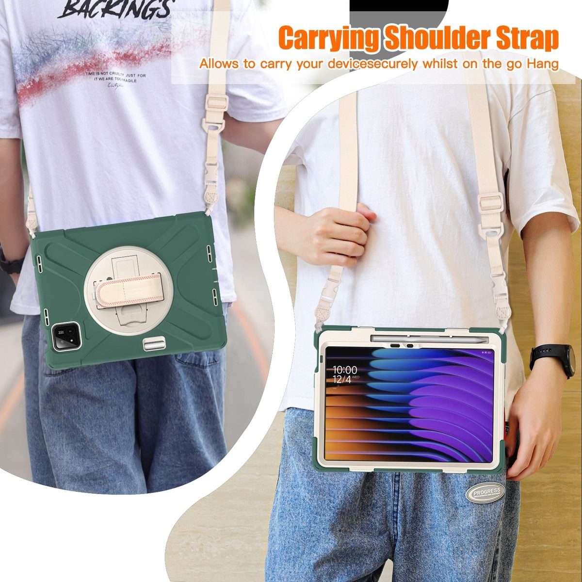 For Xiaomi Pad 7 / 7 Pro Rotatable Holder Silicone Hybrid PC Tablet Case with ... (Emreald Green)