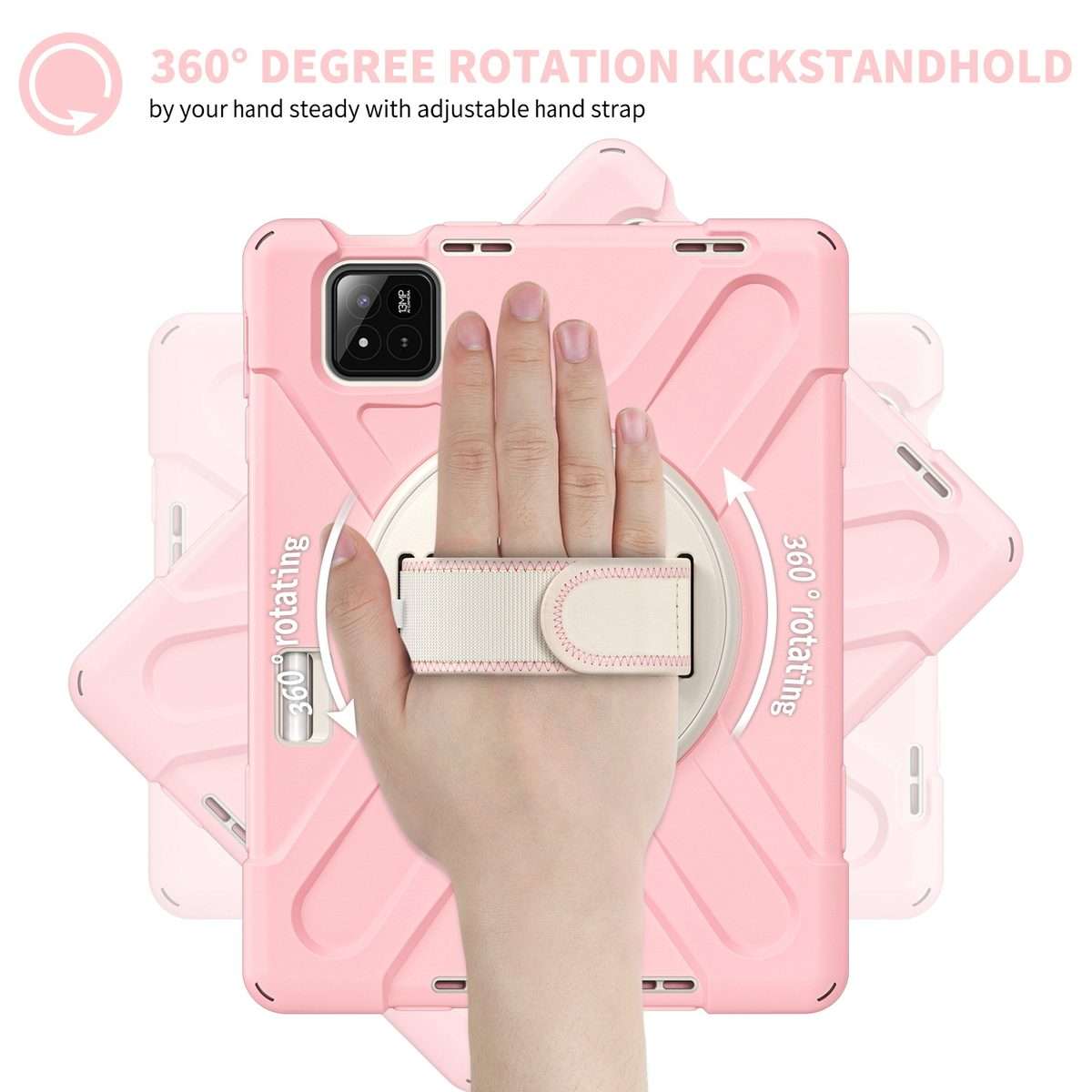 For Xiaomi Pad 7 / 7 Pro Rotatable Holder Silicone Hybrid PC Tablet Case ... (Cherry Blossom Pink)