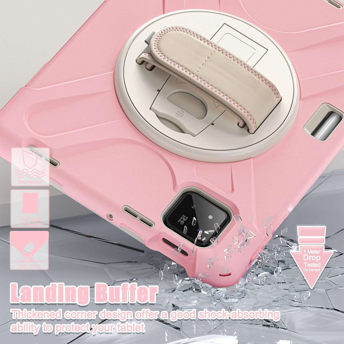 For Xiaomi Pad 7 / 7 Pro Rotatable Holder Silicone Hybrid PC Tablet Case ... (Cherry Blossom Pink)