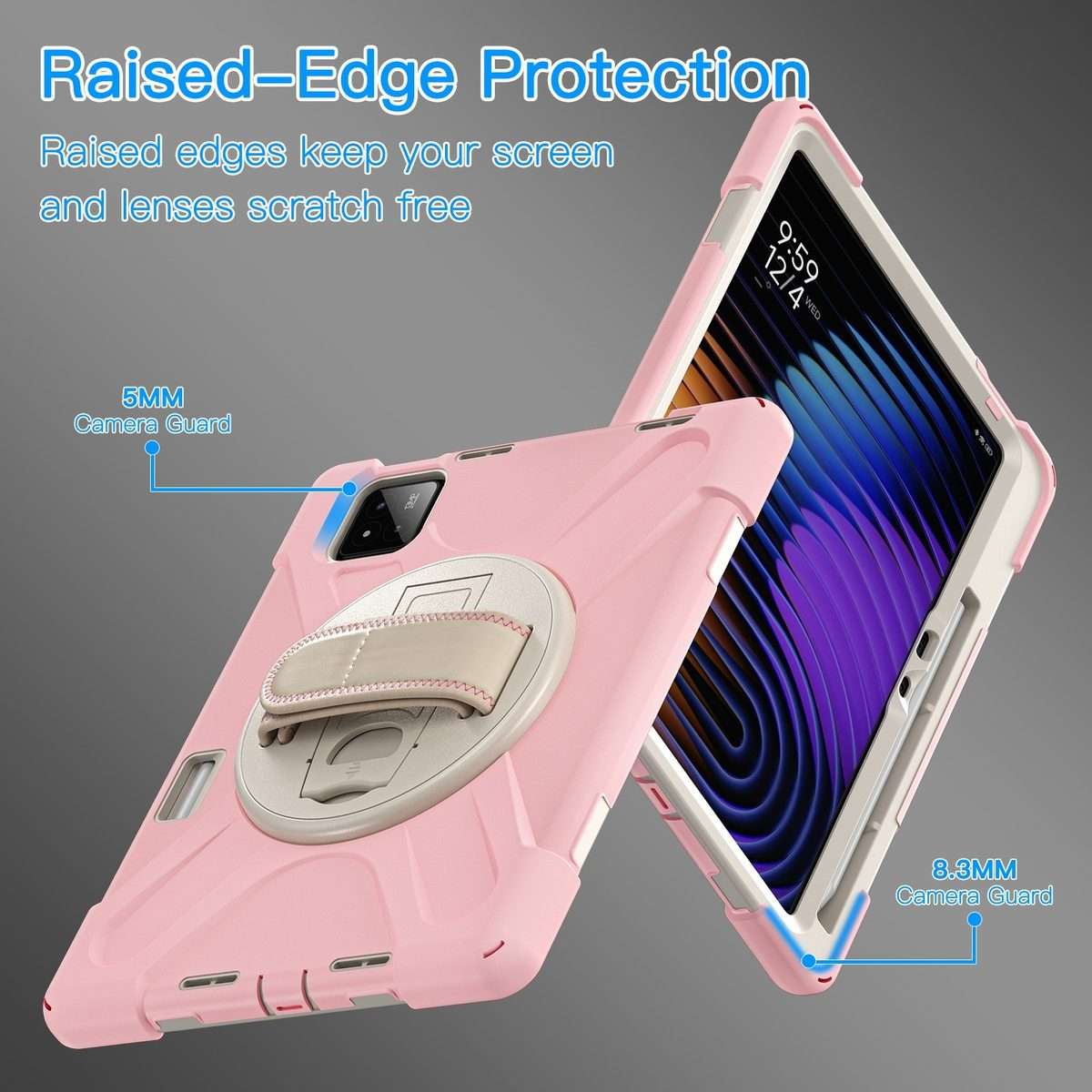 For Xiaomi Pad 7 / 7 Pro Rotatable Holder Silicone Hybrid PC Tablet Case ... (Cherry Blossom Pink)