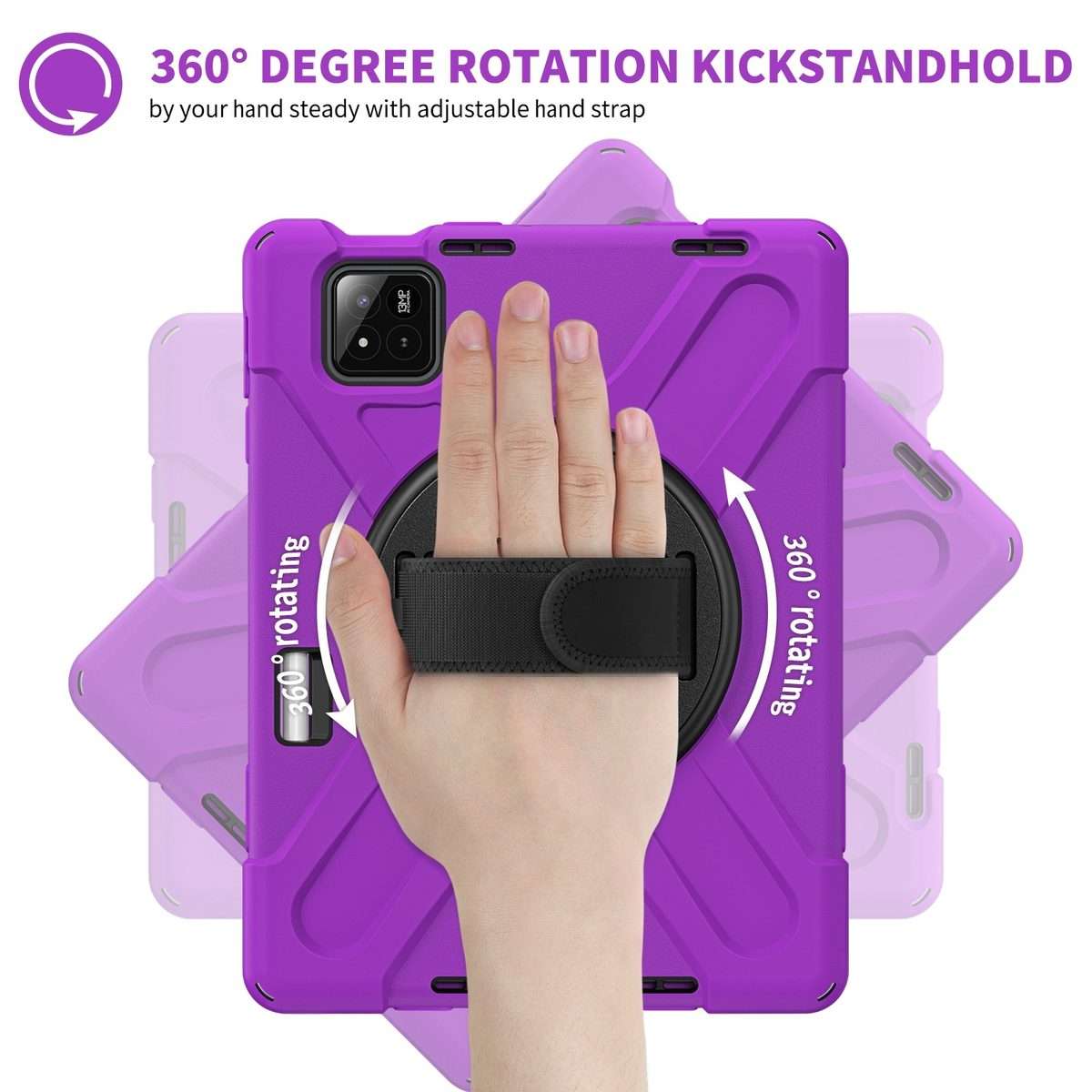 For Xiaomi Pad 7 / 7 Pro Rotatable Holder Silicone Hybrid PC Tablet Case with Shoulde ... (Purple)