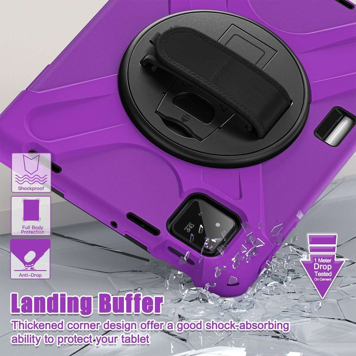 For Xiaomi Pad 7 / 7 Pro Rotatable Holder Silicone Hybrid PC Tablet Case with Shoulde ... (Purple)