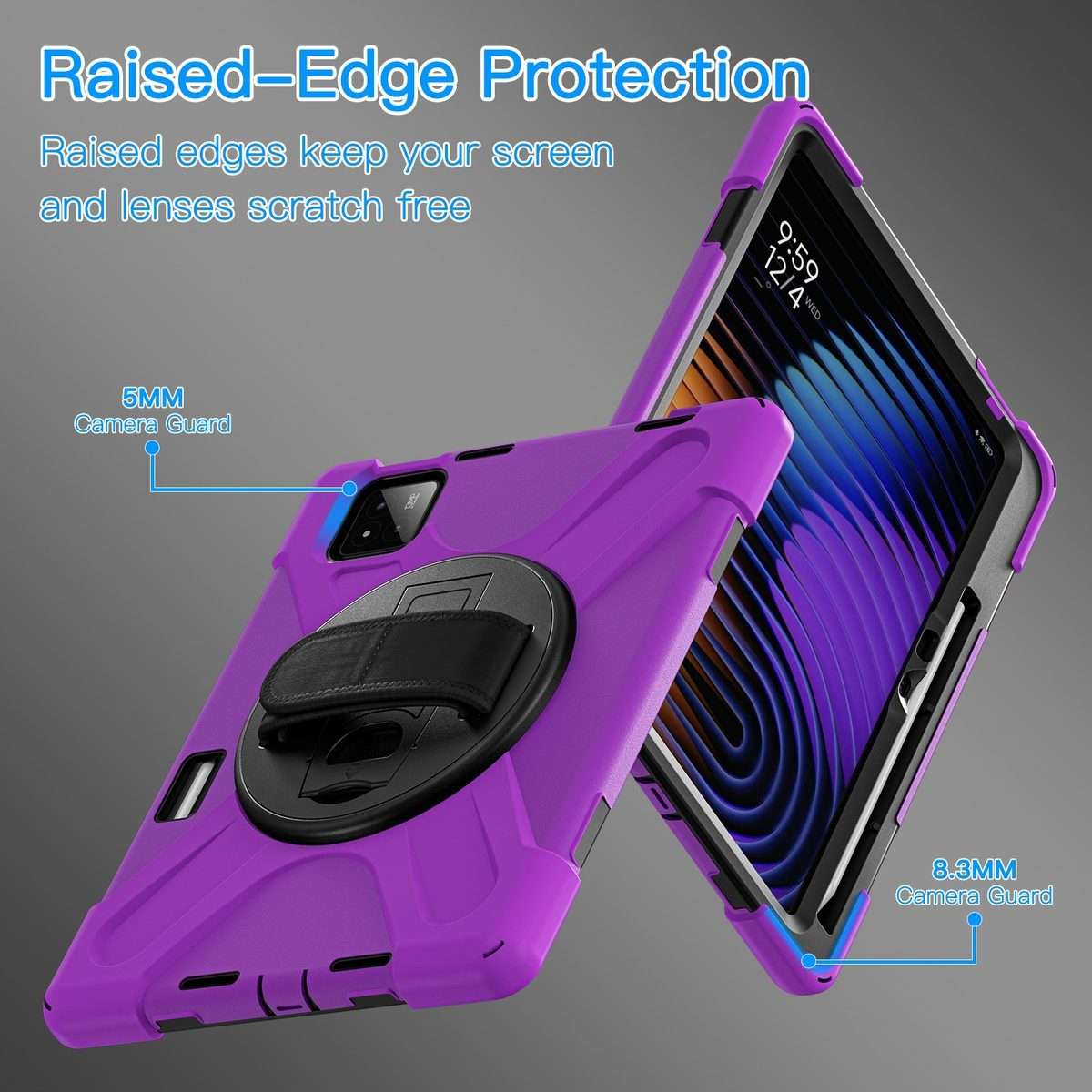 For Xiaomi Pad 7 / 7 Pro Rotatable Holder Silicone Hybrid PC Tablet Case with Shoulde ... (Purple)