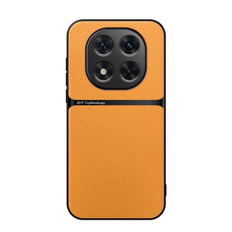 For Redmi Note 14 Pro 5G Litchi Leather Magnetic Full Coverage Shockproof Phone Case(Yellow)