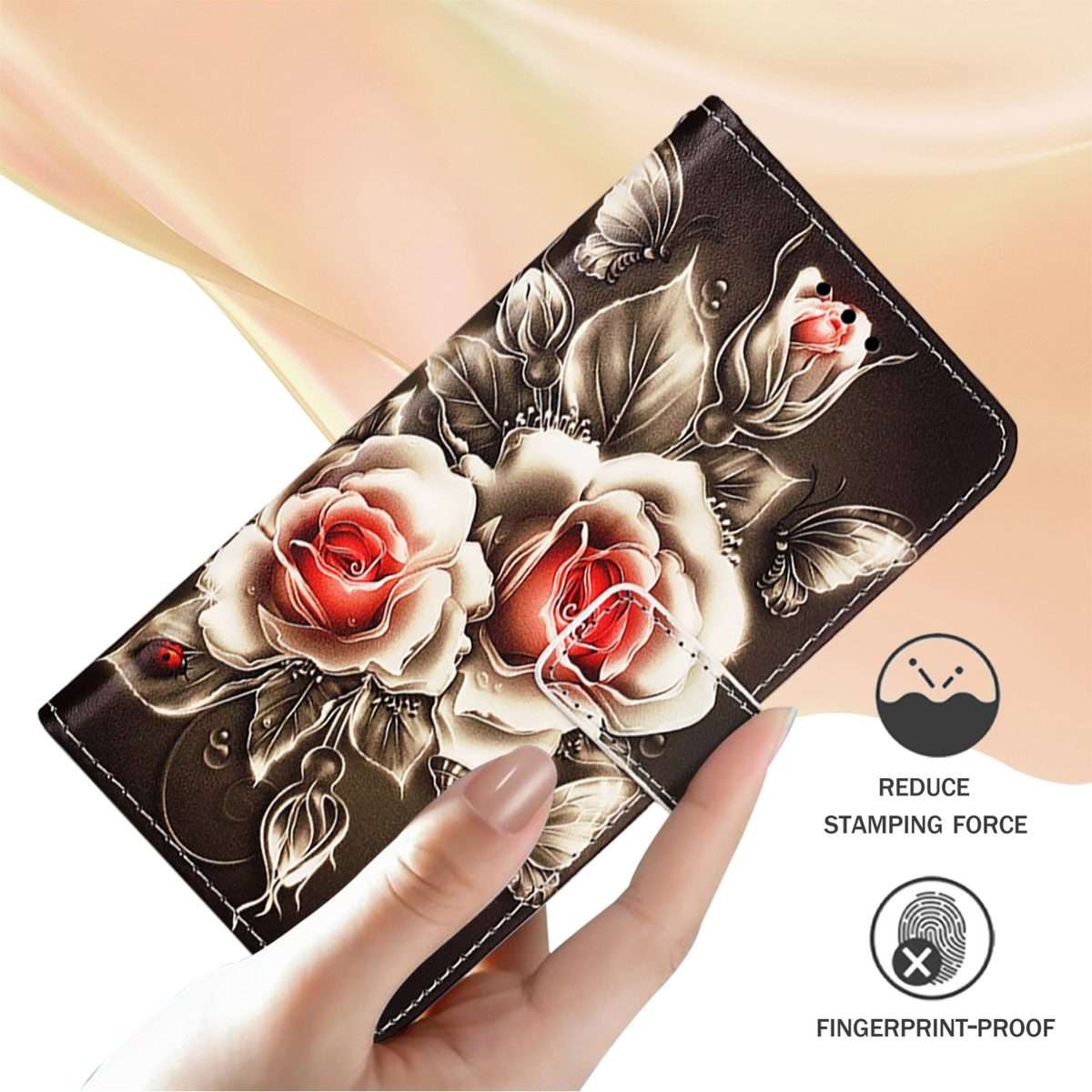 For Redmi K80 / K80 Pro Colored Drawing Pattern Plain Weave Leather Phone Case(Roses On Black)