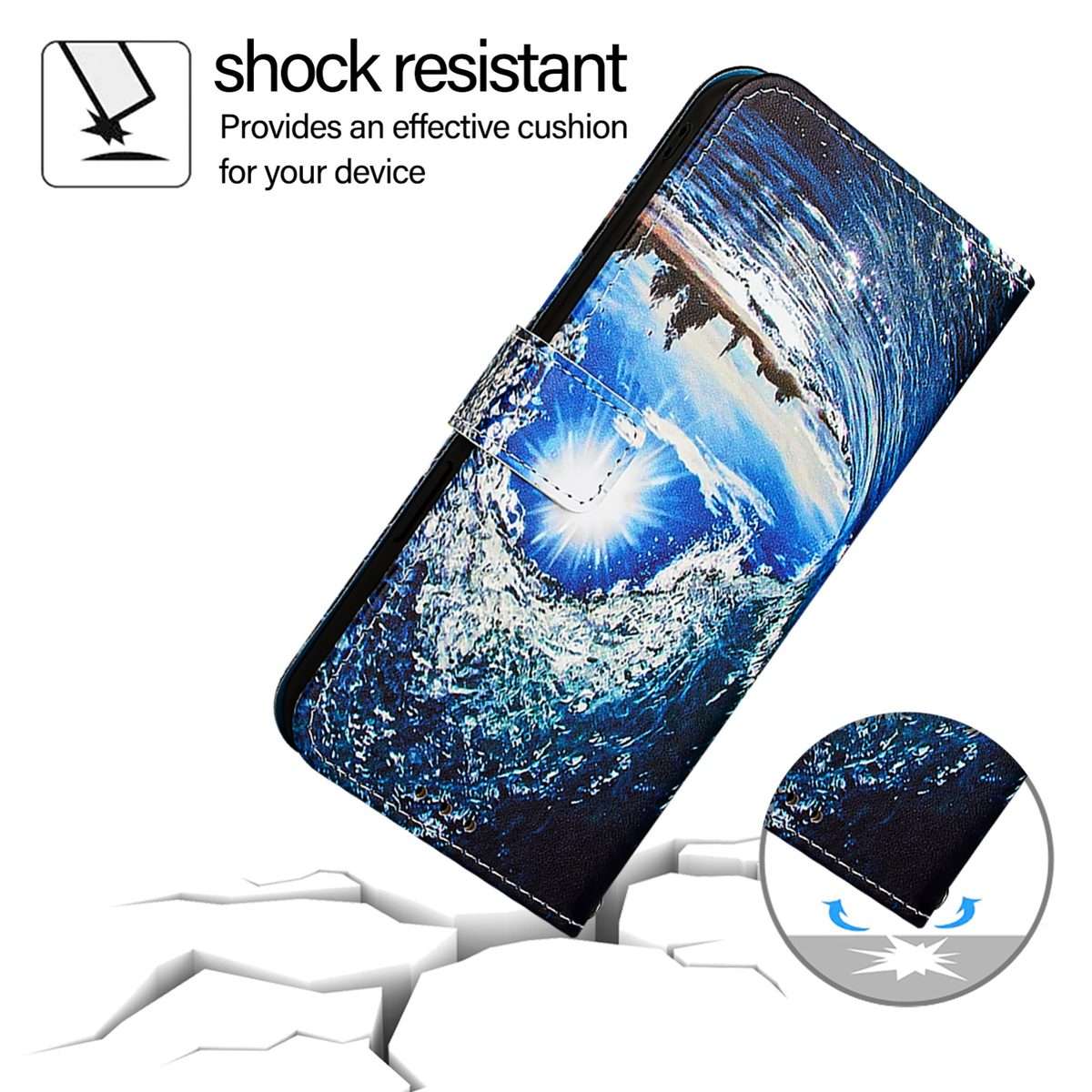 For Redmi K80 / K80 Pro Colored Drawing Pattern Plain Weave Leather Phone Case(Waves And Sun)