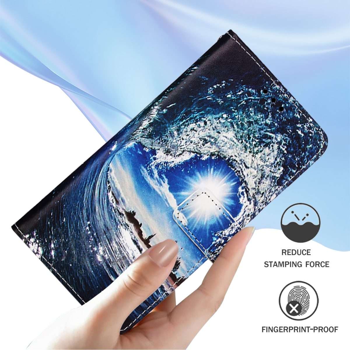 For Redmi K80 / K80 Pro Colored Drawing Pattern Plain Weave Leather Phone Case(Waves And Sun)