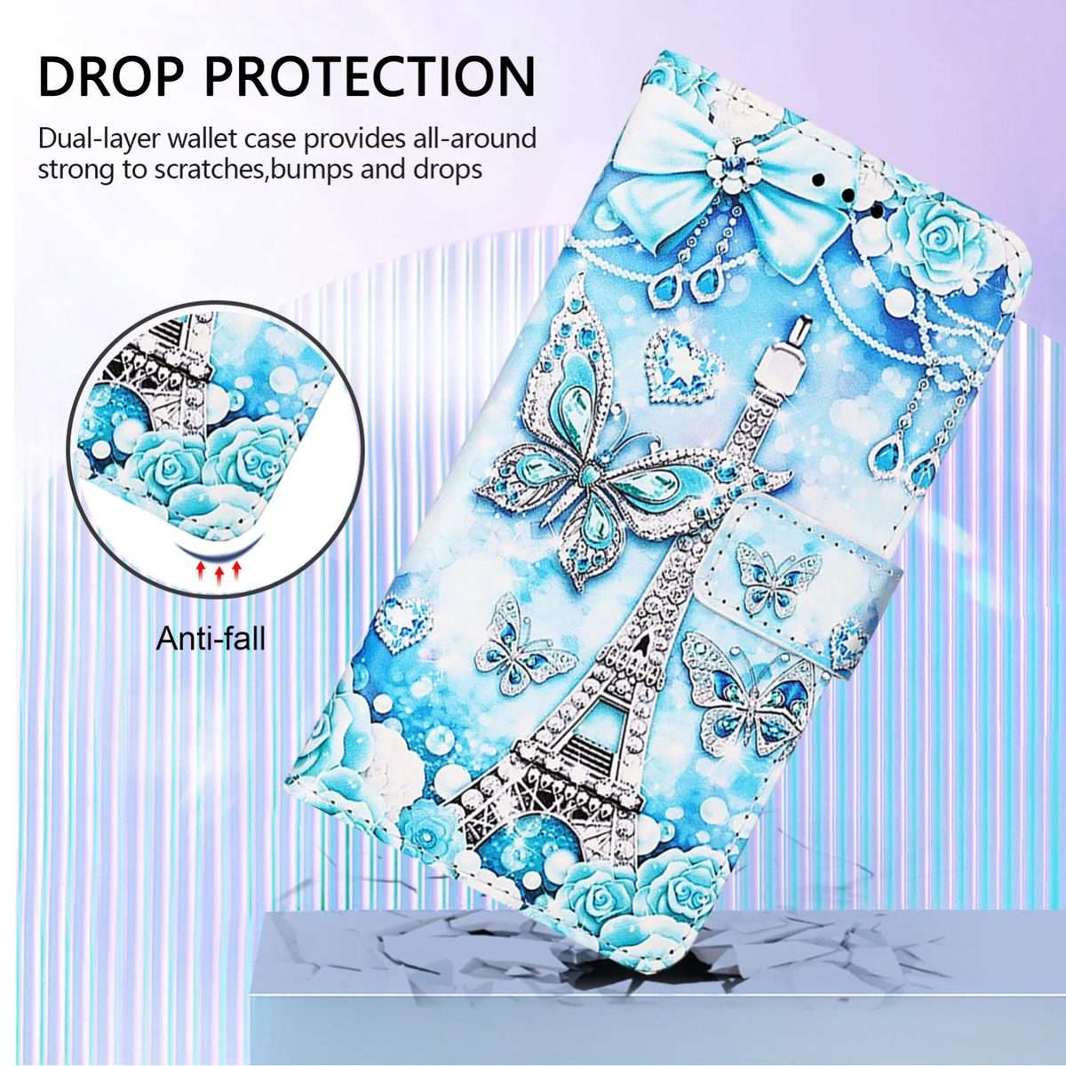 For Redmi Note 14 5G Global Colored Drawing Pattern Plain Weave Leather Phon ... (Tower Butterfly)