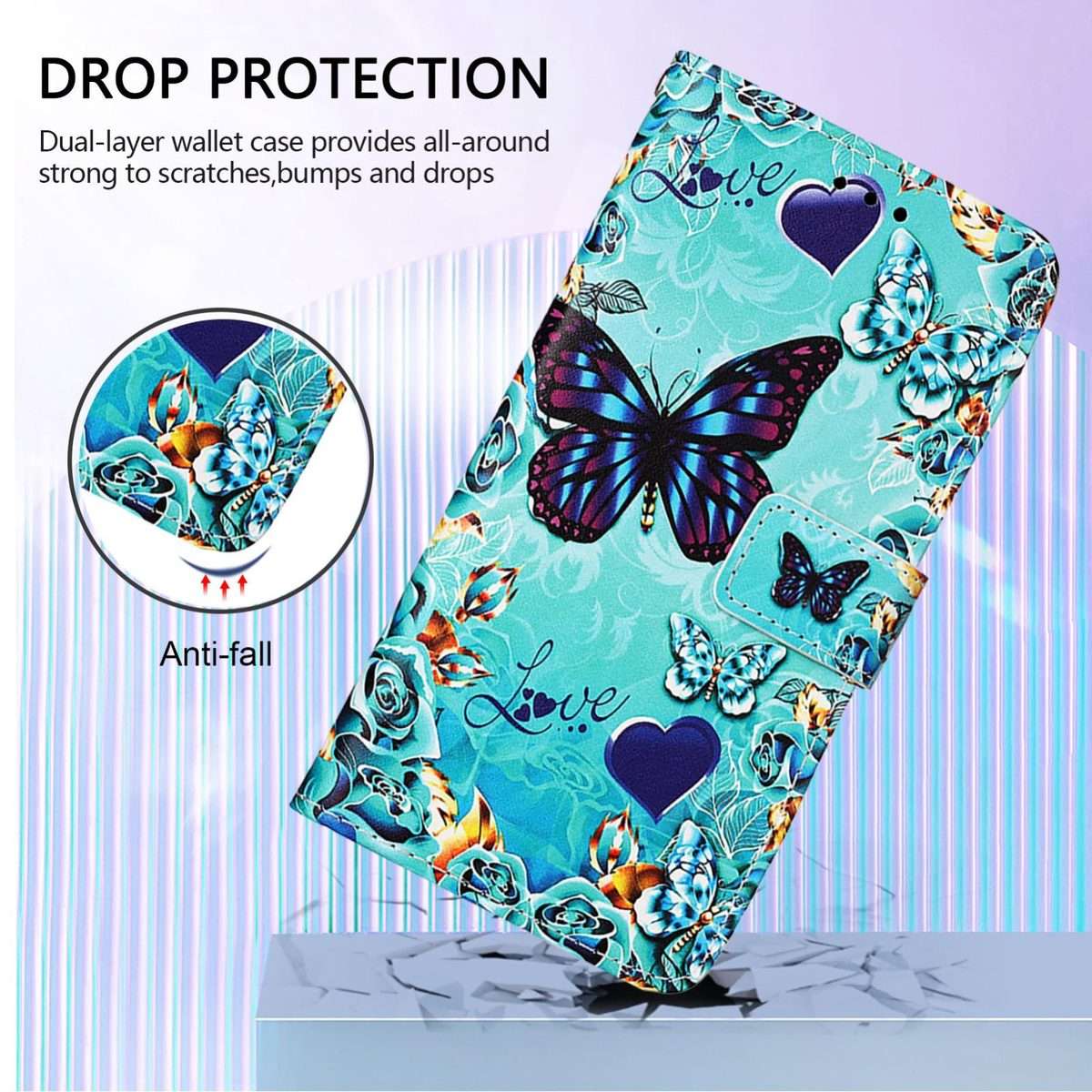 For Redmi Note 14 5G Global Colored Drawing Pattern Plain Weave Leather Phone Case(Love Butterfly)