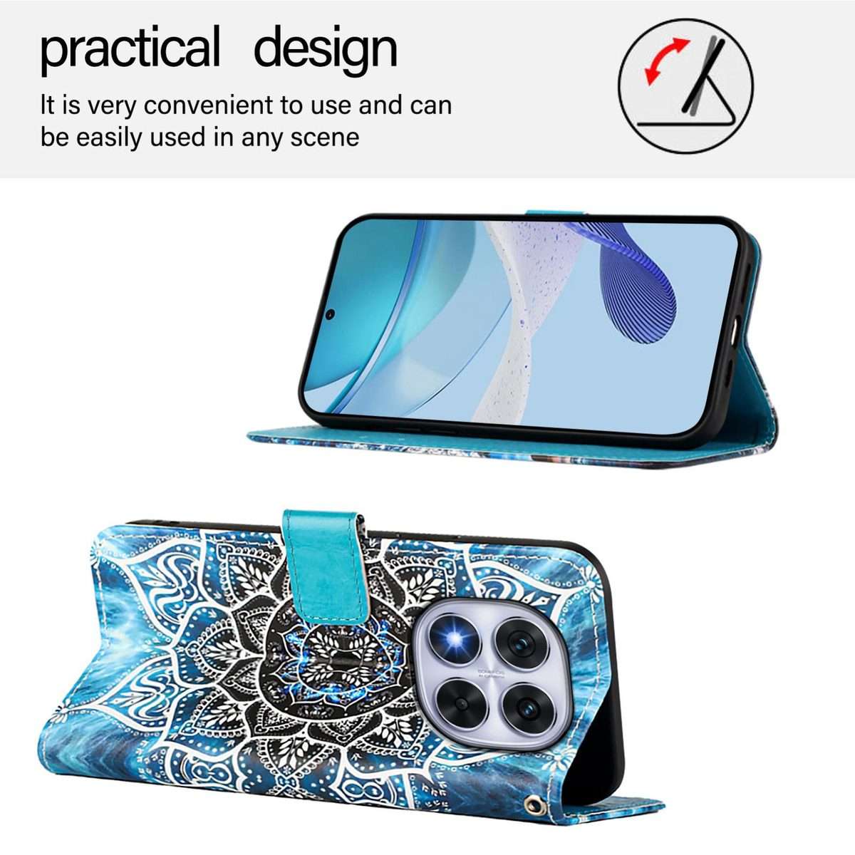 For Redmi Note 14 Pro / 14 Pro+ 5G Global Colored Drawing Pattern Plain Wea ... (Undersea Mandala)
