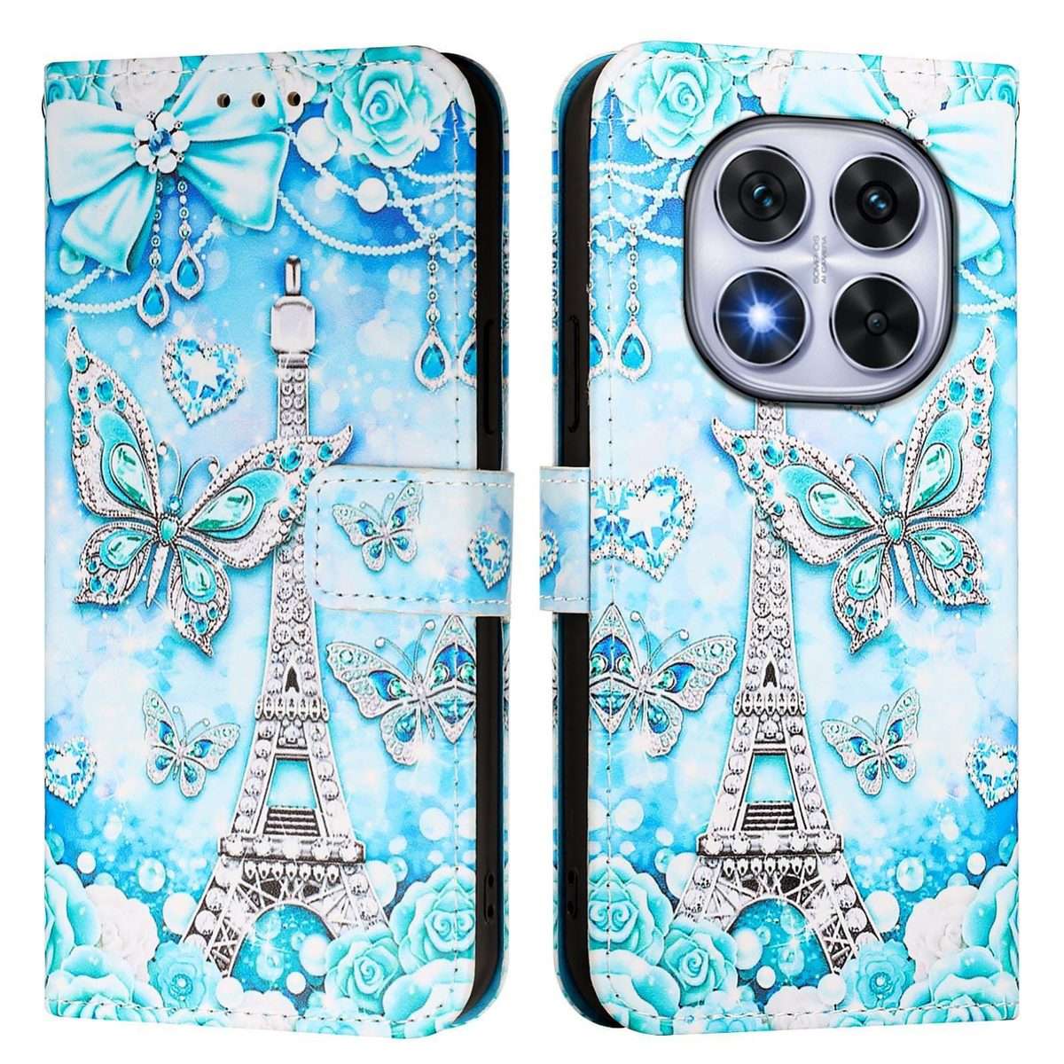 For Redmi Note 14 Pro / 14 Pro+ 5G Global Colored Drawing Pattern Plain Weav ... (Tower Butterfly)