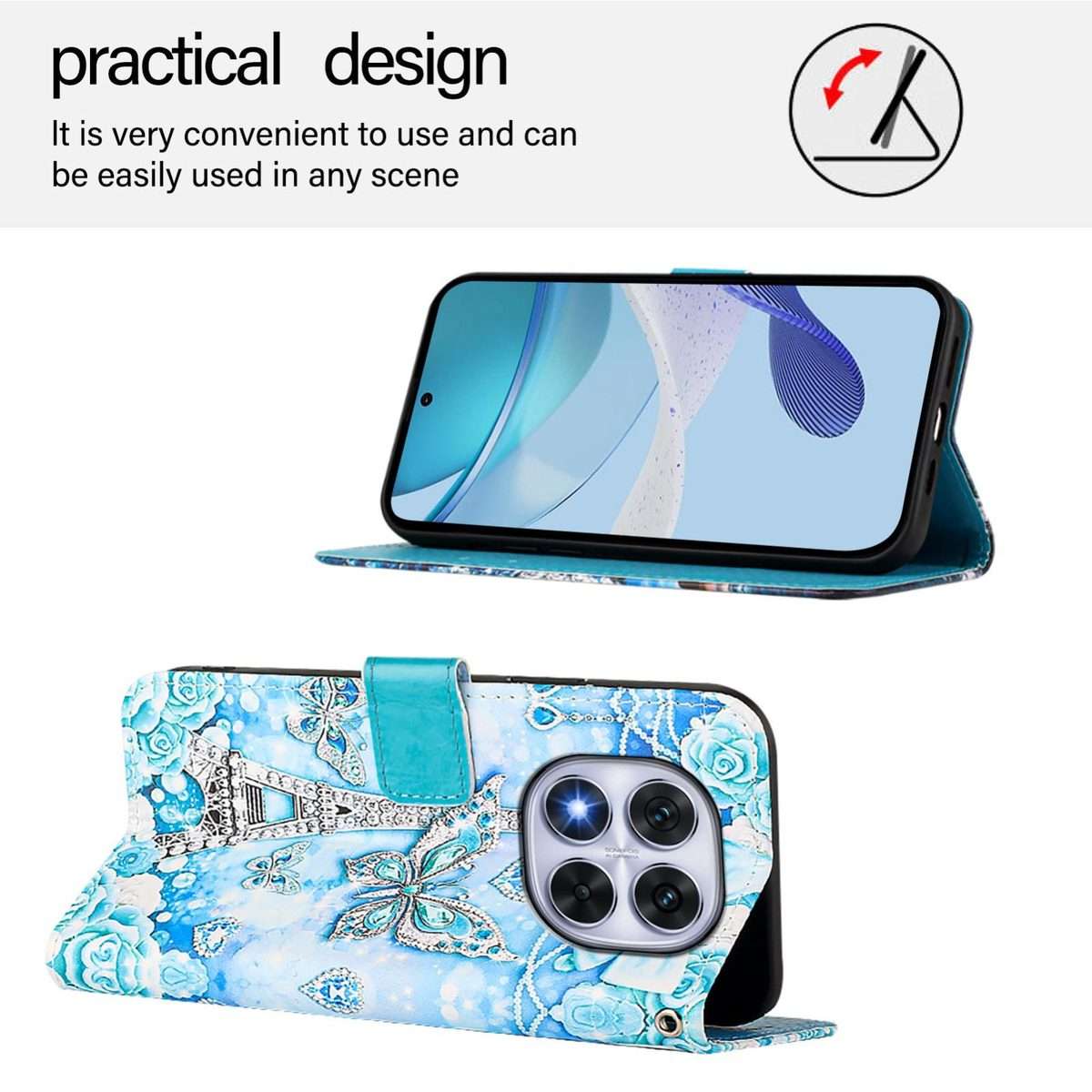 For Redmi Note 14 Pro / 14 Pro+ 5G Global Colored Drawing Pattern Plain Weav ... (Tower Butterfly)