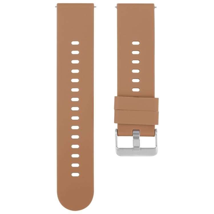 22mm Solid Color Steel Buckle Silicone Watch Band(Brown)